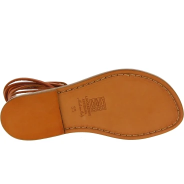 Sandales spartiates en cuir marron artisanales fait en Italie