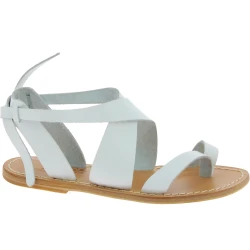 Damen-Sandalen aus weißes leder in Italien von Handgefertigt