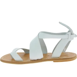 Damen-Sandalen aus weißes leder in Italien von Handgefertigt