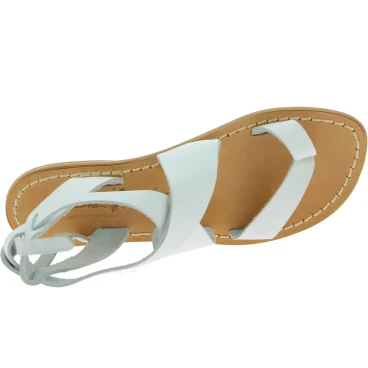 Damen-Sandalen aus weißes leder in Italien von Handgefertigt