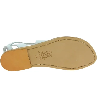 Sandalias de mujer en cuero blanco hecho a mano en Italia