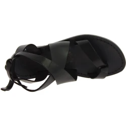 Sandales en cuir noir pour femme travaillé à la main en Italie