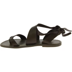 Damen Sandalen aus Schlammfarbe Leder flach in Italien von Handgefertigt