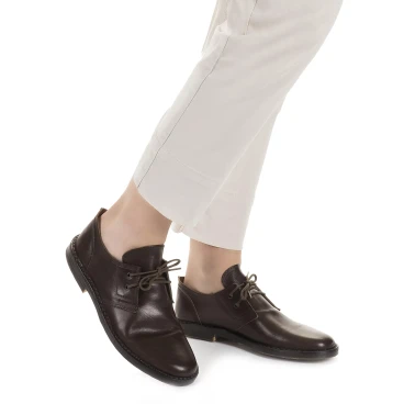 Women's dark brown leather low top shoes handmade in Italy
