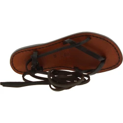 Spartiates haute femme fait en Italie en cuir véritable marron foncé