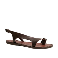 Sandalias de piel marrón para las mujeres hecho a mano en Italia