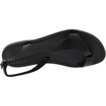 Sandales cuir noir femme artisanale fait main en Italie