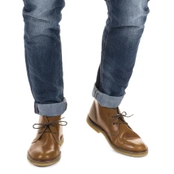 Women's tan leather chukka boots handmade in Italy