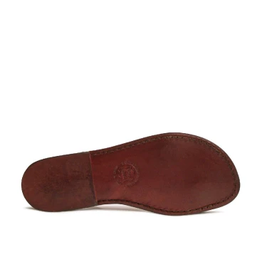 Sandalias de piel marrón para las mujeres hecho a mano en Italia