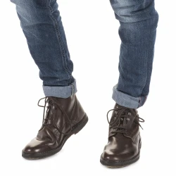 Herren stiefeletten aus dunkelbraun Leder Handgefertigt in Italien