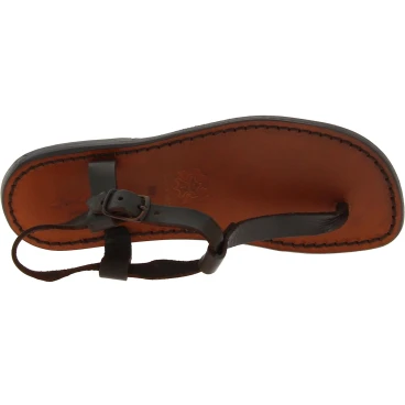 Sandalias de dedo de cuero marrón para hombres
