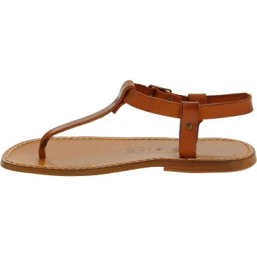 Sandales tong en cuir marron claire pour homme artisanales