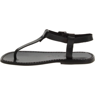 Flipflop männer aus schwarzen Leder in Italien von Handgefertigt