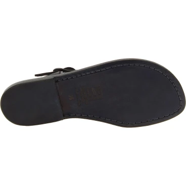 Black leather women's sandals handmade in Italy