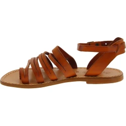 Women's thong sandals in tan leather handmade in Italy