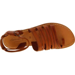 Women's thong sandals in tan leather handmade in Italy
