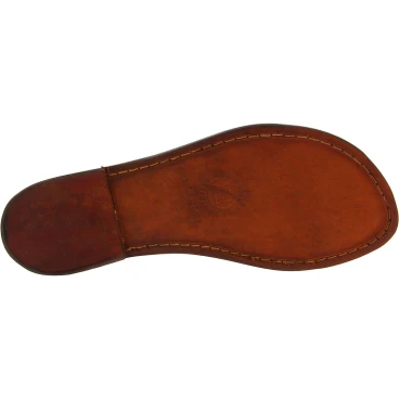 Women's leather slides sandals in dark brown leather handmade