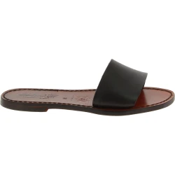 Nu pieds pour femme en cuir marron foncé travaillé main