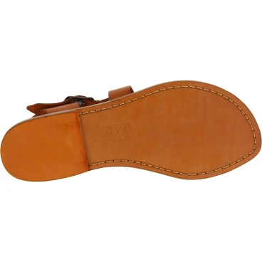 Sandalias franciscanas de cuero marrón para mujer hechos a mano