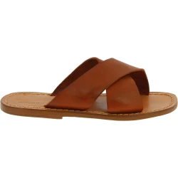 Men's tan leather slippers handmade in Italy