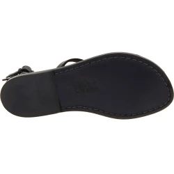 Handmade women's flat sandals in black leather