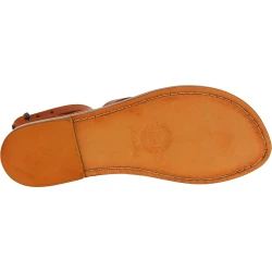 Women's tan leather strappy sandals handmade in Italy