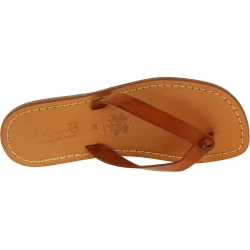 Sandalias de dedo de piel marrón para hombres hecho a mano