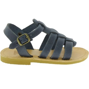 Attica Persephone Sandales gladiateur pour enfant en cuir nubuck marron faits à la main en Grèce