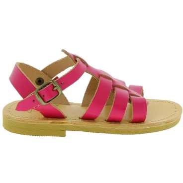 Attica Persephone Sandales gladiateur pour enfant en cuir nubuck marron faits à la main en Grèce
