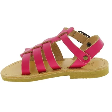 Attica Persephone Sandales gladiateur pour enfant en cuir nubuck marron faits à la main en Grèce