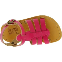 Attica Persephone Sandali gladiatore da bambino in pelle nubuck marrone chiusura con fibbia