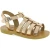 Attica Persephone Sandali gladiatore da bambina in pelle di vitello laminata oro rosa chiusura con fibbia