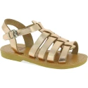 Gladiatoren sandalen für Mädchen aus rosé gold laminiertem Kalbs leder mit Schnallen verschluss