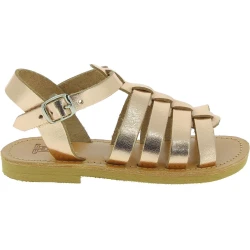 Attica Persephone child gladiator sandals in brown nubuck with buckle closure handmade in Greece