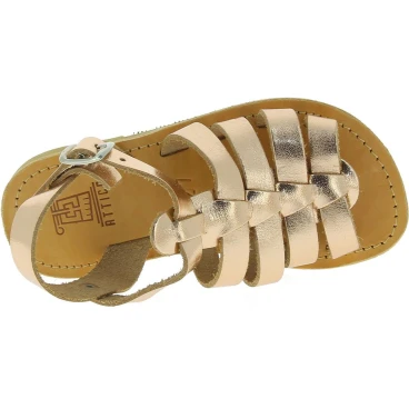 Attica Persephone Sandales gladiateur pour enfant en cuir nubuck marron faits à la main en Grèce