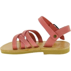 Attica Persephone child gladiator sandals in brown nubuck with buckle closure handmade in Greece