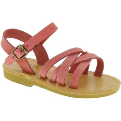 Attica Persephone child gladiator sandals in brown nubuck with buckle closure handmade in Greece