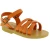 Child's gladiator braided sandals in orange calf leather with buckle closure