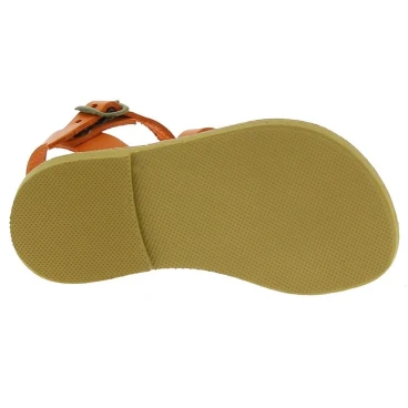 Sandales tressées pour enfant en cuir de veau orange avec fermeture à boucle