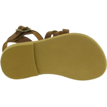 Sandales gladiateur tressées pour enfant en cuir nubuck marron avec fermeture à boucle