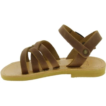 Geflochtene Gladiator sandalen für Jungen aus braunem Nubuk leder mit Schnallen verschluss