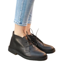 Women's black leather chukka boots handmade in Italy