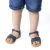 Sandali intrecciati gladiatore da bambino in pelle nubuck blu chiusura con fibbia