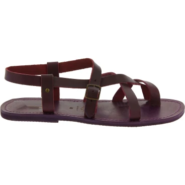 Gladiatoren sandalen aus echtem Violett Rinderleder