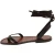 Handgefertigte flache Riemchensandalen in dunkelbraunem Kalbsleder