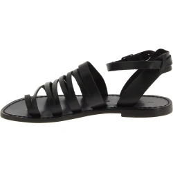 Women's thong sandals in black leather handmade in Italy