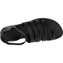 Sandalias de dedo para mujer hechas a mano en piel negro