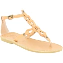 Sandales tongs pour femmes faites à la main à lacets croisés en cuir de veau nude