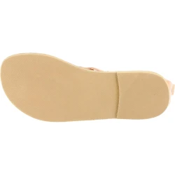Sandales tongs pour femmes faites à la main à lacets croisés en cuir de veau nude