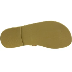 Handgefertigte sandalen für Damen mit gekreuzten Schnürsenkeln aus gold laminiertem Kalbs leder